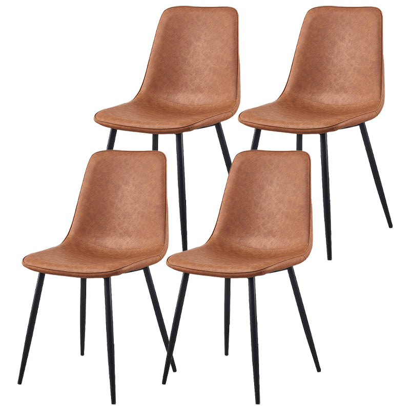 Armless Side Chairs Modern Faux Leather Kitchen Chairs for Dining Room Coffee 4 Piece Set Clearhalo 'Dining Chairs' 'Dining Tables & Seating' 'dining_chair' 'furn' 'furn_dining_chair' 'Furniture' 'furniture_dining_chair' 'Kitchen & Dining Furniture' 5081799