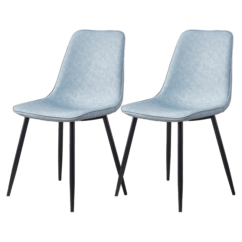 Armless Side Chairs Modern Faux Leather Kitchen Chairs for Dining Room Light Blue 2 Piece Set Clearhalo 'Dining Chairs' 'Dining Tables & Seating' 'dining_chair' 'furn' 'furn_dining_chair' 'Furniture' 'furniture_dining_chair' 'Kitchen & Dining Furniture' 5081801
