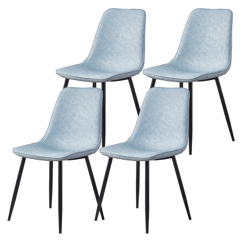 Armless Side Chairs Modern Faux Leather Kitchen Chairs for Dining Room Light Blue 4 Piece Set Clearhalo 'Dining Chairs' 'Dining Tables & Seating' 'dining_chair' 'furn' 'furn_dining_chair' 'Furniture' 'furniture_dining_chair' 'Kitchen & Dining Furniture' 5081803