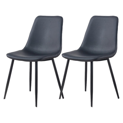 Armless Side Chairs Modern Faux Leather Kitchen Chairs for Dining Room Black 2 Piece Set Clearhalo 'Dining Chairs' 'Dining Tables & Seating' 'dining_chair' 'furn' 'furn_dining_chair' 'Furniture' 'furniture_dining_chair' 'Kitchen & Dining Furniture' 5081805
