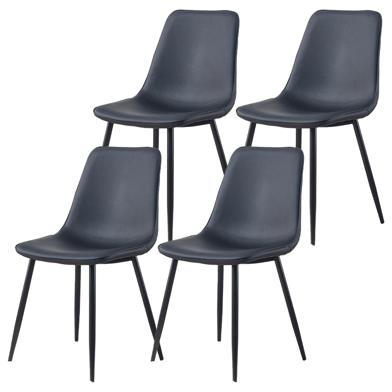 Armless Side Chairs Modern Faux Leather Kitchen Chairs for Dining Room Black 4 Piece Set Clearhalo 'Dining Chairs' 'Dining Tables & Seating' 'dining_chair' 'furn' 'furn_dining_chair' 'Furniture' 'furniture_dining_chair' 'Kitchen & Dining Furniture' 5081806