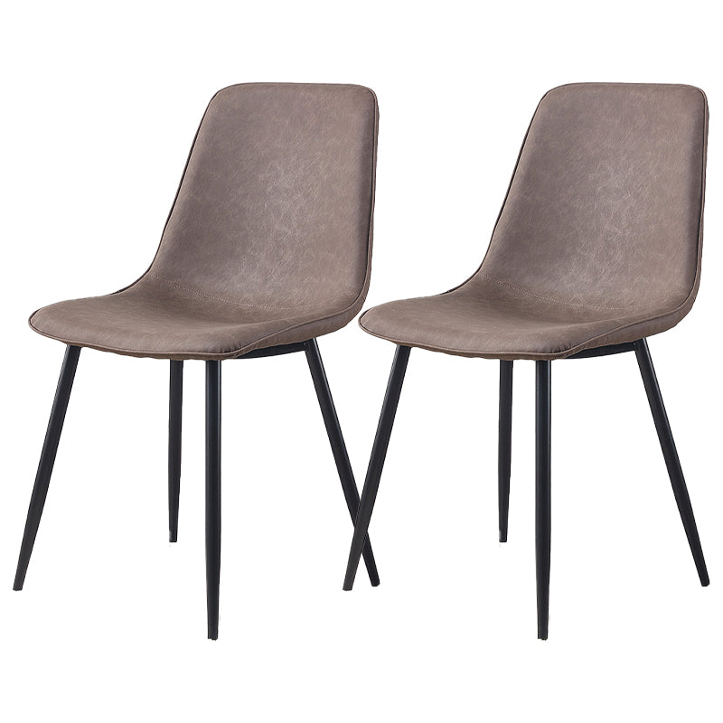 Armless Side Chairs Modern Faux Leather Kitchen Chairs for Dining Room Dark Brown 2 Piece Set Clearhalo 'Dining Chairs' 'Dining Tables & Seating' 'dining_chair' 'furn' 'furn_dining_chair' 'Furniture' 'furniture_dining_chair' 'Kitchen & Dining Furniture' 5081808