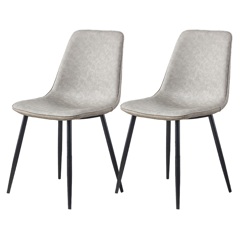 Armless Side Chairs Modern Faux Leather Kitchen Chairs for Dining Room Light Gray 2 Piece Set Clearhalo 'Dining Chairs' 'Dining Tables & Seating' 'dining_chair' 'furn' 'furn_dining_chair' 'Furniture' 'furniture_dining_chair' 'Kitchen & Dining Furniture' 5081812