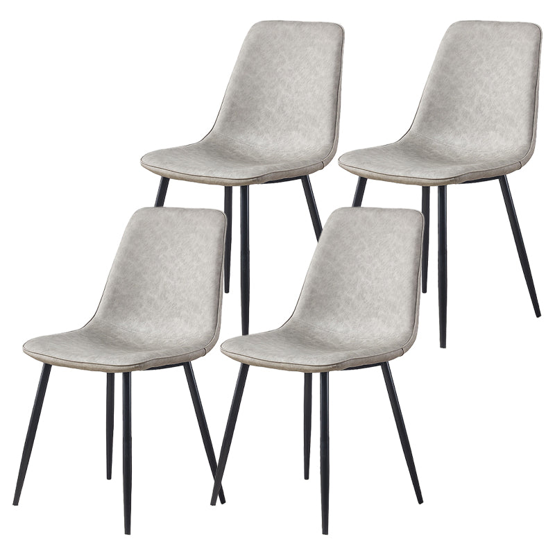 Armless Side Chairs Modern Faux Leather Kitchen Chairs for Dining Room Light Gray 4 Piece Set Clearhalo 'Dining Chairs' 'Dining Tables & Seating' 'dining_chair' 'furn' 'furn_dining_chair' 'Furniture' 'furniture_dining_chair' 'Kitchen & Dining Furniture' 5081815