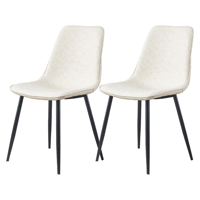 Armless Side Chairs Modern Faux Leather Kitchen Chairs for Dining Room Off-White 2 Piece Set Clearhalo 'Dining Chairs' 'Dining Tables & Seating' 'dining_chair' 'furn' 'furn_dining_chair' 'Furniture' 'furniture_dining_chair' 'Kitchen & Dining Furniture' 5081817