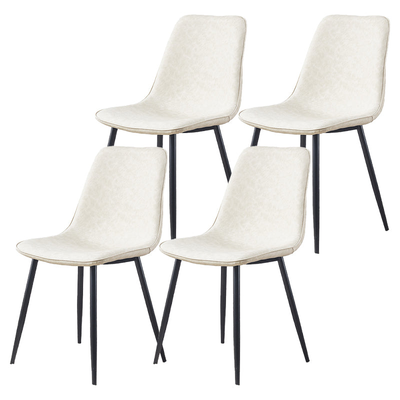 Armless Side Chairs Modern Faux Leather Kitchen Chairs for Dining Room Off-White 4 Piece Set Clearhalo 'Dining Chairs' 'Dining Tables & Seating' 'dining_chair' 'furn' 'furn_dining_chair' 'Furniture' 'furniture_dining_chair' 'Kitchen & Dining Furniture' 5081818