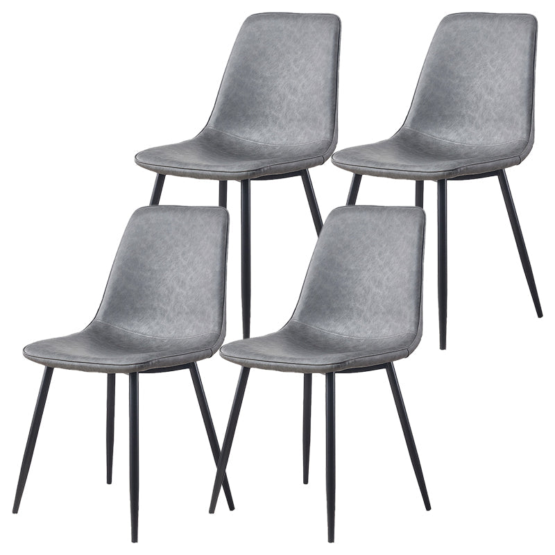 Armless Side Chairs Modern Faux Leather Kitchen Chairs for Dining Room Dark Gray 4 Piece Set Clearhalo 'Dining Chairs' 'Dining Tables & Seating' 'dining_chair' 'furn' 'furn_dining_chair' 'Furniture' 'furniture_dining_chair' 'Kitchen & Dining Furniture' 5081820