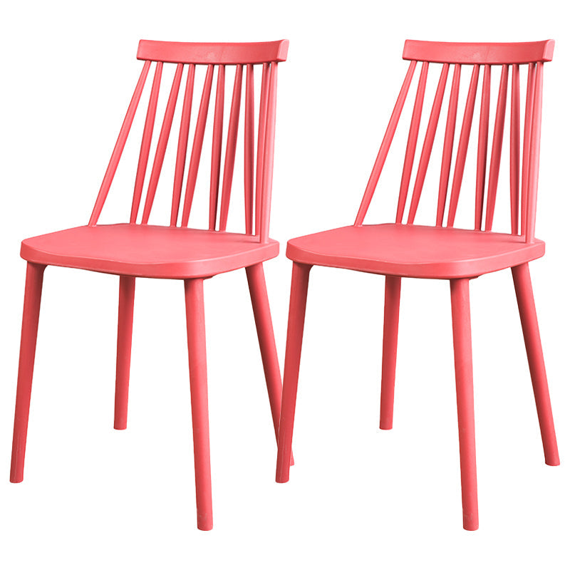 Modern Style Side Chair Plastic Windsor Back Dining Side Chair Red 2 Piece Set Clearhalo 'Dining Chairs' 'Dining Tables & Seating' 'dining_chair' 'furn' 'furn_dining_chair' 'Furniture' 'furniture_dining_chair' 'Kitchen & Dining Furniture' 5081825