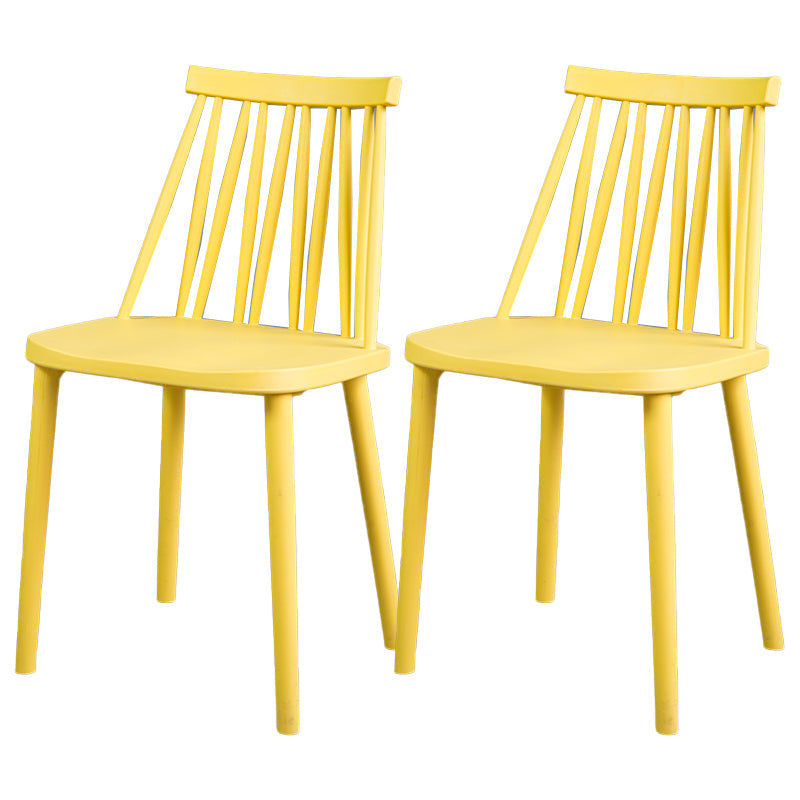 Modern Style Side Chair Plastic Windsor Back Dining Side Chair Yellow 2 Piece Set Clearhalo 'Dining Chairs' 'Dining Tables & Seating' 'dining_chair' 'furn' 'furn_dining_chair' 'Furniture' 'furniture_dining_chair' 'Kitchen & Dining Furniture' 5081827