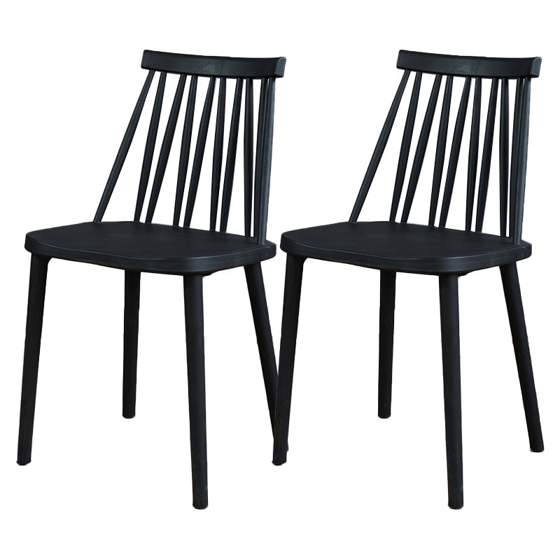 Modern Style Side Chair Plastic Windsor Back Dining Side Chair Black 2 Piece Set Clearhalo 'Dining Chairs' 'Dining Tables & Seating' 'dining_chair' 'furn' 'furn_dining_chair' 'Furniture' 'furniture_dining_chair' 'Kitchen & Dining Furniture' 5081830