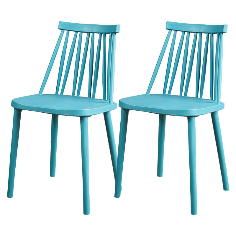 Modern Style Side Chair Plastic Windsor Back Dining Side Chair Blue 2 Piece Set Clearhalo 'Dining Chairs' 'Dining Tables & Seating' 'dining_chair' 'furn' 'furn_dining_chair' 'Furniture' 'furniture_dining_chair' 'Kitchen & Dining Furniture' 5081833