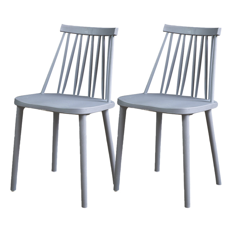 Modern Style Side Chair Plastic Windsor Back Dining Side Chair Grey 2 Piece Set Clearhalo 'Dining Chairs' 'Dining Tables & Seating' 'dining_chair' 'furn' 'furn_dining_chair' 'Furniture' 'furniture_dining_chair' 'Kitchen & Dining Furniture' 5081838