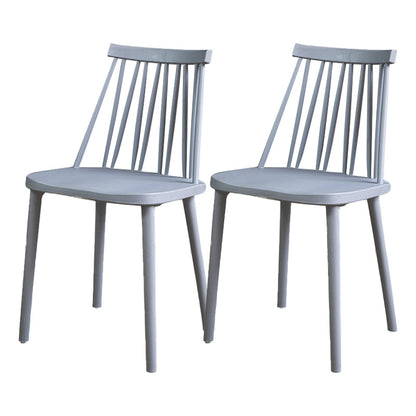 Modern Style Side Chair Plastic Windsor Back Dining Side Chair Grey 2 Piece Set Clearhalo 'Dining Chairs' 'Dining Tables & Seating' 'dining_chair' 'furn' 'furn_dining_chair' 'Furniture' 'furniture_dining_chair' 'Kitchen & Dining Furniture' 5081838