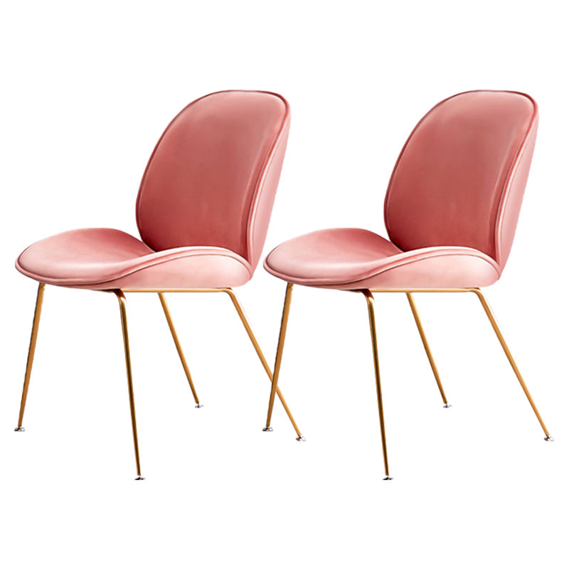 Dining Room Side Chairs Modern Solid Wood Armless Chair for Home Pink Gold 2 Piece Set Clearhalo 'Dining Chairs' 'Dining Tables & Seating' 'dining_chair' 'furn' 'furn_dining_chair' 'Furniture' 'furniture_dining_chair' 'Kitchen & Dining Furniture' 5081841