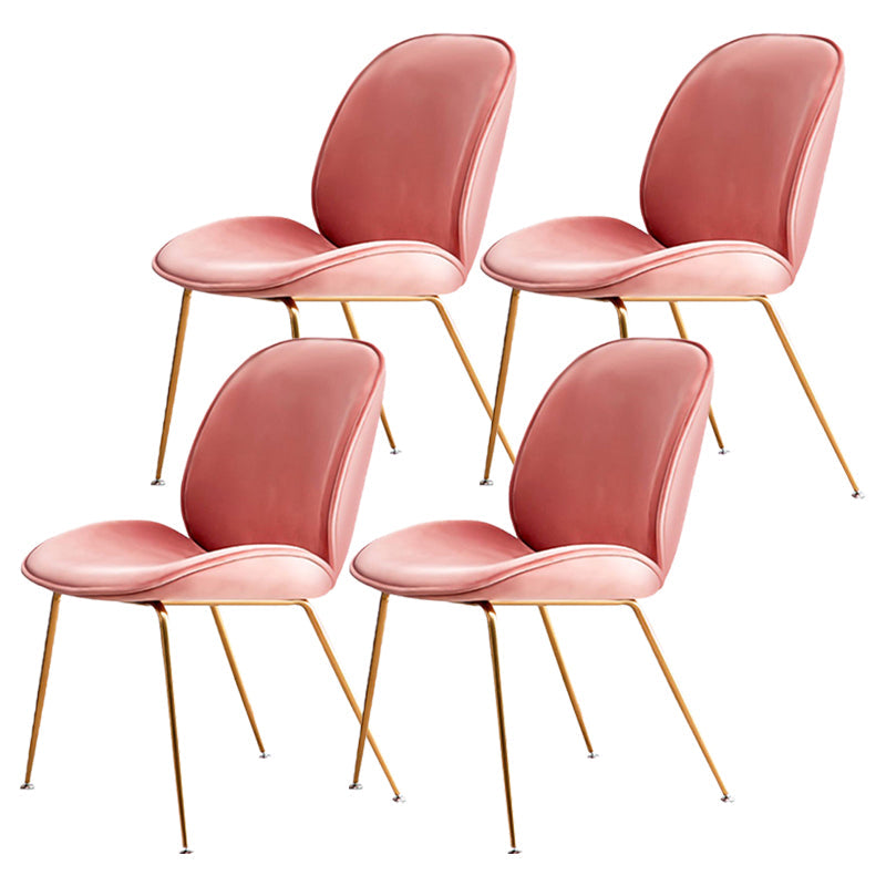 Dining Room Side Chairs Modern Solid Wood Armless Chair for Home Pink Gold 4 Piece Set Clearhalo 'Dining Chairs' 'Dining Tables & Seating' 'dining_chair' 'furn' 'furn_dining_chair' 'Furniture' 'furniture_dining_chair' 'Kitchen & Dining Furniture' 5081843