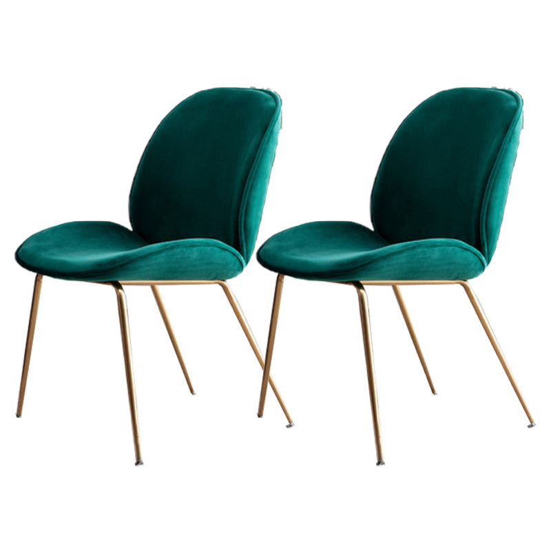 Dining Room Side Chairs Modern Solid Wood Armless Chair for Home Green Gold 2 Piece Set Clearhalo 'Dining Chairs' 'Dining Tables & Seating' 'dining_chair' 'furn' 'furn_dining_chair' 'Furniture' 'furniture_dining_chair' 'Kitchen & Dining Furniture' 5081859