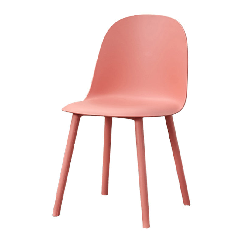 Contemporary Plastic Side Chair Solid Back Kitchen Dining Room Chair Pink Plastic & Acrylic 1 Piece Clearhalo 'Dining Chairs' 'Dining Tables & Seating' 'dining_chair' 'furn' 'furn_dining_chair' 'Furniture' 'furniture_dining_chair' 'Kitchen & Dining Furniture' 5081872
