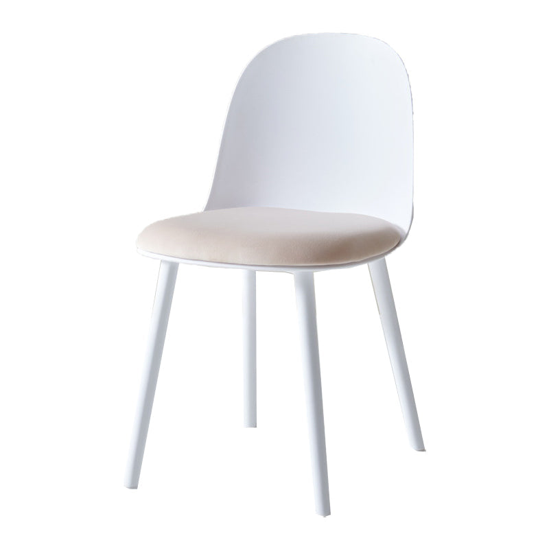 Contemporary Plastic Side Chair Solid Back Kitchen Dining Room Chair White Velour 1 Piece Clearhalo 'Dining Chairs' 'Dining Tables & Seating' 'dining_chair' 'furn' 'furn_dining_chair' 'Furniture' 'furniture_dining_chair' 'Kitchen & Dining Furniture' 5081879