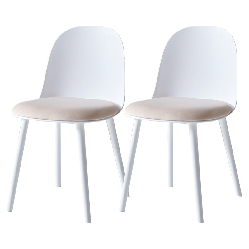 Contemporary Plastic Side Chair Solid Back Kitchen Dining Room Chair White Velour 2 Piece Set Clearhalo 'Dining Chairs' 'Dining Tables & Seating' 'dining_chair' 'furn' 'furn_dining_chair' 'Furniture' 'furniture_dining_chair' 'Kitchen & Dining Furniture' 5081881