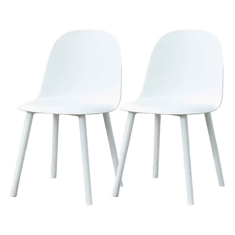 Contemporary Plastic Side Chair Solid Back Kitchen Dining Room Chair White Plastic & Acrylic 2 Piece Set Clearhalo 'Dining Chairs' 'Dining Tables & Seating' 'dining_chair' 'furn' 'furn_dining_chair' 'Furniture' 'furniture_dining_chair' 'Kitchen & Dining Furniture' 5081887