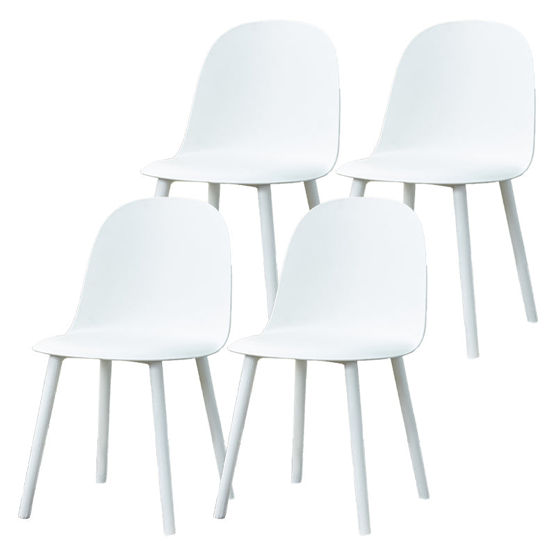 Contemporary Plastic Side Chair Solid Back Kitchen Dining Room Chair White Plastic & Acrylic 4 Piece Set Clearhalo 'Dining Chairs' 'Dining Tables & Seating' 'dining_chair' 'furn' 'furn_dining_chair' 'Furniture' 'furniture_dining_chair' 'Kitchen & Dining Furniture' 5081888