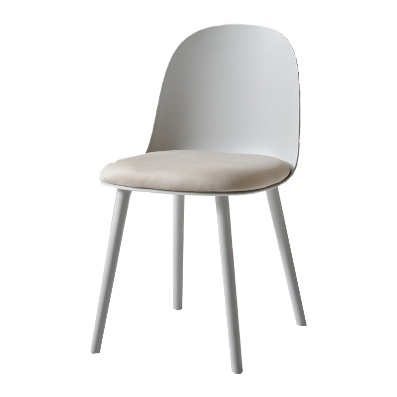 Contemporary Plastic Side Chair Solid Back Kitchen Dining Room Chair Grey Velour 1 Piece Clearhalo 'Dining Chairs' 'Dining Tables & Seating' 'dining_chair' 'furn' 'furn_dining_chair' 'Furniture' 'furniture_dining_chair' 'Kitchen & Dining Furniture' 5081889