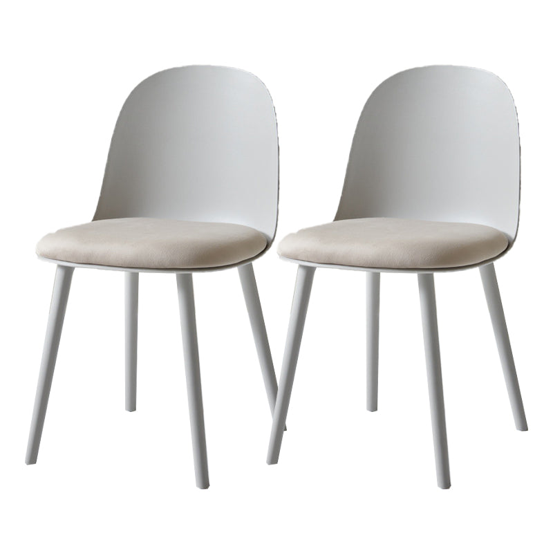 Contemporary Plastic Side Chair Solid Back Kitchen Dining Room Chair Grey Velour 2 Piece Set Clearhalo 'Dining Chairs' 'Dining Tables & Seating' 'dining_chair' 'furn' 'furn_dining_chair' 'Furniture' 'furniture_dining_chair' 'Kitchen & Dining Furniture' 5081890