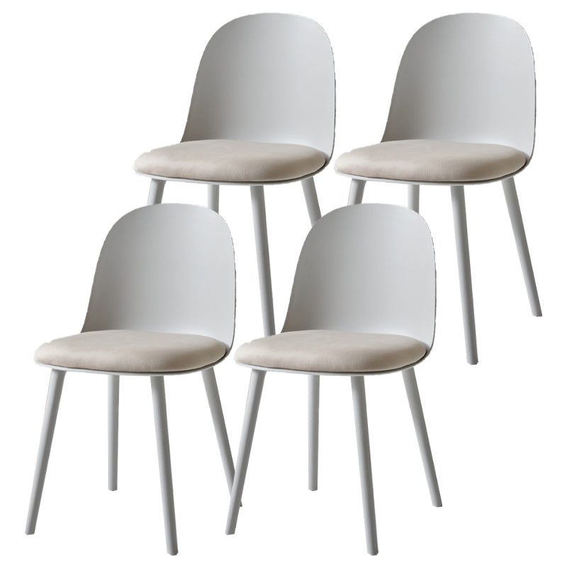 Contemporary Plastic Side Chair Solid Back Kitchen Dining Room Chair Grey Velour 4 Piece Set Clearhalo 'Dining Chairs' 'Dining Tables & Seating' 'dining_chair' 'furn' 'furn_dining_chair' 'Furniture' 'furniture_dining_chair' 'Kitchen & Dining Furniture' 5081891