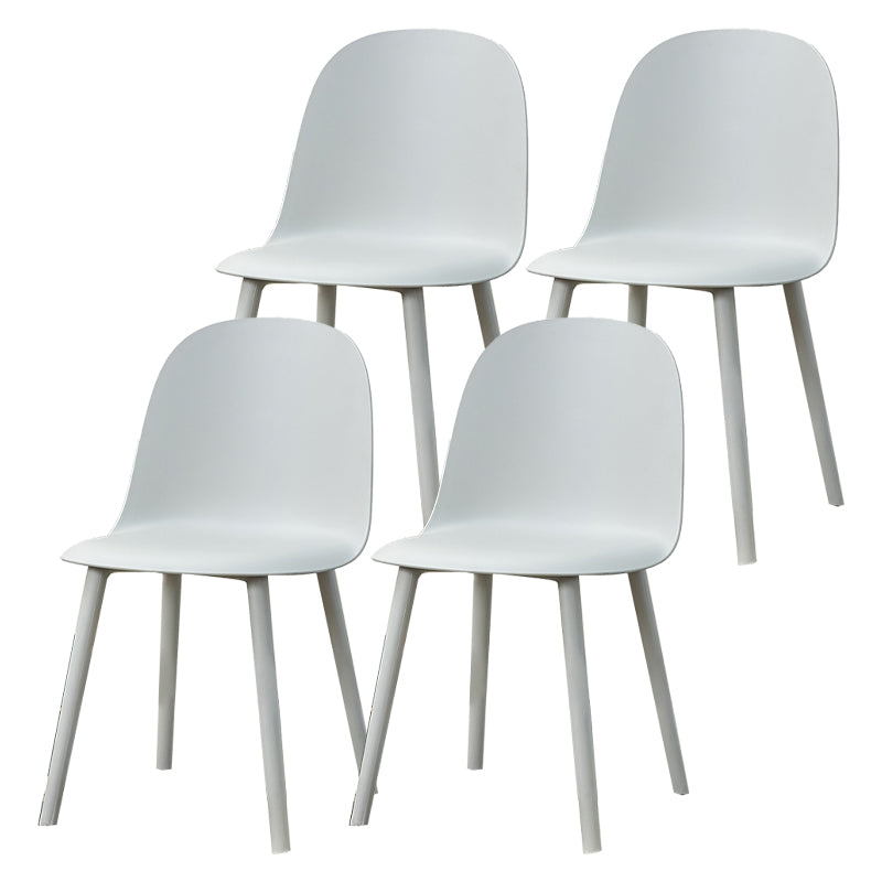 Contemporary Plastic Side Chair Solid Back Kitchen Dining Room Chair Grey Plastic & Acrylic 4 Piece Set Clearhalo 'Dining Chairs' 'Dining Tables & Seating' 'dining_chair' 'furn' 'furn_dining_chair' 'Furniture' 'furniture_dining_chair' 'Kitchen & Dining Furniture' 5081894