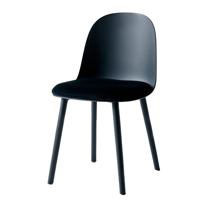 Contemporary Plastic Side Chair Solid Back Kitchen Dining Room Chair Black Velour 1 Piece Clearhalo 'Dining Chairs' 'Dining Tables & Seating' 'dining_chair' 'furn' 'furn_dining_chair' 'Furniture' 'furniture_dining_chair' 'Kitchen & Dining Furniture' 5081895