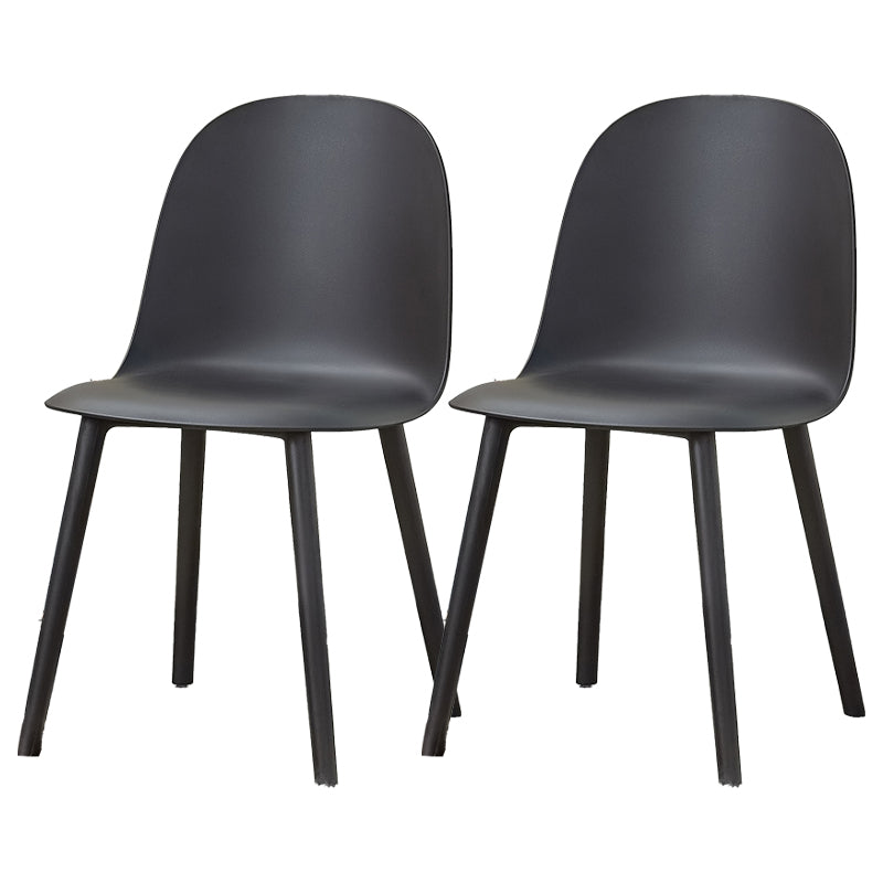 Contemporary Plastic Side Chair Solid Back Kitchen Dining Room Chair Black Plastic & Acrylic 2 Piece Set Clearhalo 'Dining Chairs' 'Dining Tables & Seating' 'dining_chair' 'furn' 'furn_dining_chair' 'Furniture' 'furniture_dining_chair' 'Kitchen & Dining Furniture' 5081899