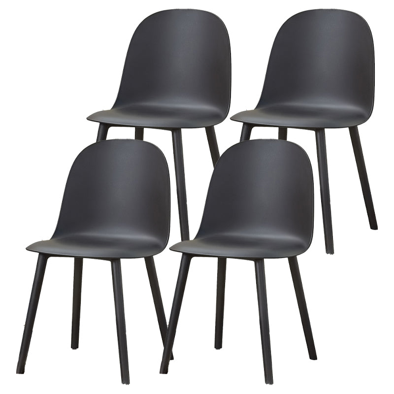 Contemporary Plastic Side Chair Solid Back Kitchen Dining Room Chair Black Plastic & Acrylic 4 Piece Set Clearhalo 'Dining Chairs' 'Dining Tables & Seating' 'dining_chair' 'furn' 'furn_dining_chair' 'Furniture' 'furniture_dining_chair' 'Kitchen & Dining Furniture' 5081900