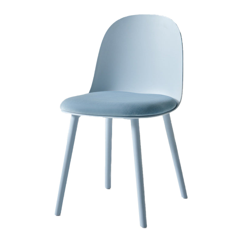 Contemporary Plastic Side Chair Solid Back Kitchen Dining Room Chair Light Blue Velour 1 Piece Clearhalo 'Dining Chairs' 'Dining Tables & Seating' 'dining_chair' 'furn' 'furn_dining_chair' 'Furniture' 'furniture_dining_chair' 'Kitchen & Dining Furniture' 5081901
