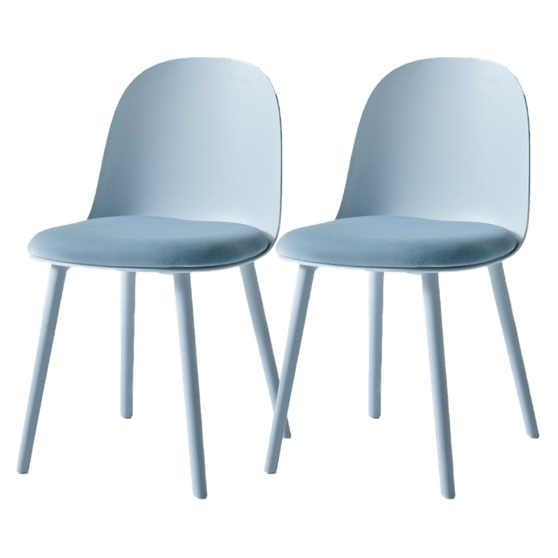 Contemporary Plastic Side Chair Solid Back Kitchen Dining Room Chair Light Blue Velour 2 Piece Set Clearhalo 'Dining Chairs' 'Dining Tables & Seating' 'dining_chair' 'furn' 'furn_dining_chair' 'Furniture' 'furniture_dining_chair' 'Kitchen & Dining Furniture' 5081902