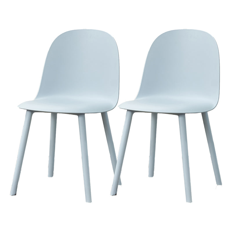 Contemporary Plastic Side Chair Solid Back Kitchen Dining Room Chair Light Blue Plastic & Acrylic 2 Piece Set Clearhalo 'Dining Chairs' 'Dining Tables & Seating' 'dining_chair' 'furn' 'furn_dining_chair' 'Furniture' 'furniture_dining_chair' 'Kitchen & Dining Furniture' 5081905