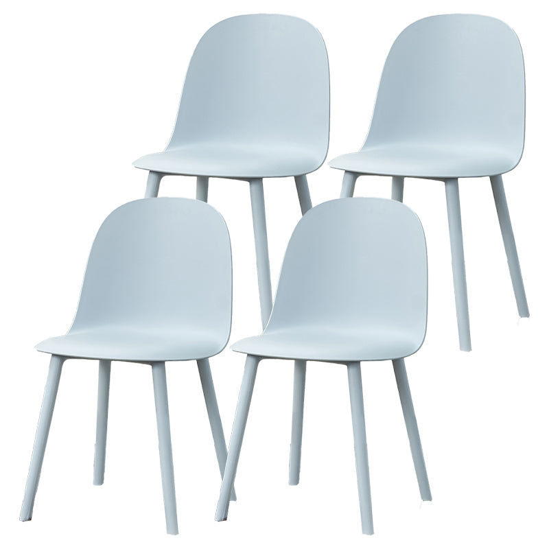 Contemporary Plastic Side Chair Solid Back Kitchen Dining Room Chair Light Blue Plastic & Acrylic 4 Piece Set Clearhalo 'Dining Chairs' 'Dining Tables & Seating' 'dining_chair' 'furn' 'furn_dining_chair' 'Furniture' 'furniture_dining_chair' 'Kitchen & Dining Furniture' 5081906