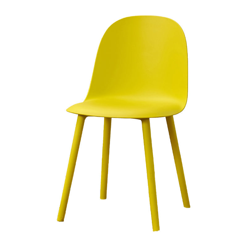 Contemporary Plastic Side Chair Solid Back Kitchen Dining Room Chair Yellow Plastic & Acrylic 1 Piece Clearhalo 'Dining Chairs' 'Dining Tables & Seating' 'dining_chair' 'furn' 'furn_dining_chair' 'Furniture' 'furniture_dining_chair' 'Kitchen & Dining Furniture' 5081910
