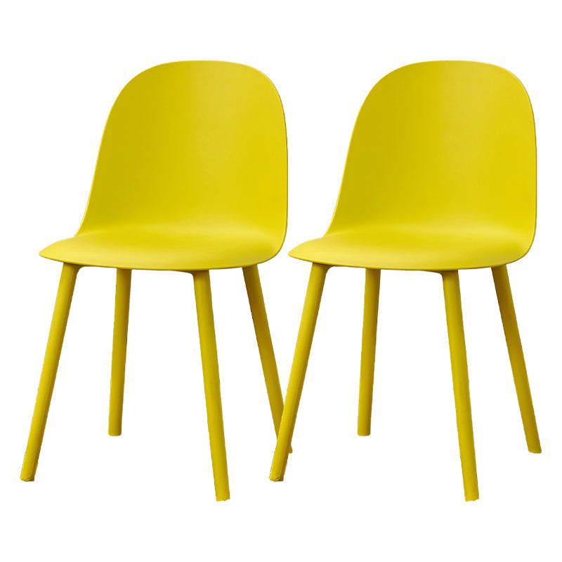 Contemporary Plastic Side Chair Solid Back Kitchen Dining Room Chair Yellow Plastic & Acrylic 2 Piece Set Clearhalo 'Dining Chairs' 'Dining Tables & Seating' 'dining_chair' 'furn' 'furn_dining_chair' 'Furniture' 'furniture_dining_chair' 'Kitchen & Dining Furniture' 5081911