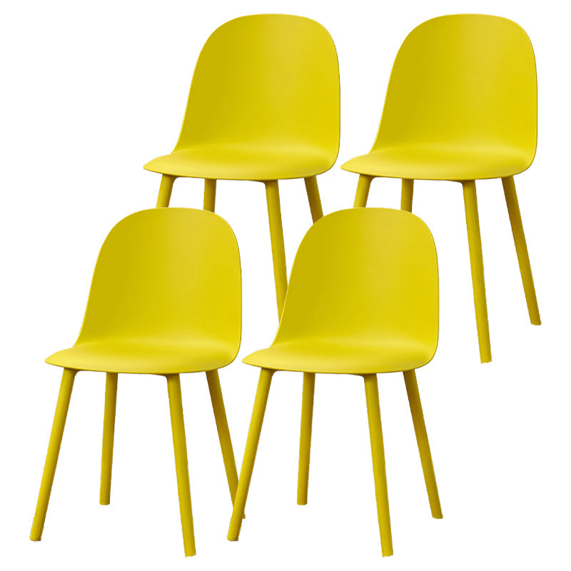 Contemporary Plastic Side Chair Solid Back Kitchen Dining Room Chair Yellow Plastic & Acrylic 4 Piece Set Clearhalo 'Dining Chairs' 'Dining Tables & Seating' 'dining_chair' 'furn' 'furn_dining_chair' 'Furniture' 'furniture_dining_chair' 'Kitchen & Dining Furniture' 5081912