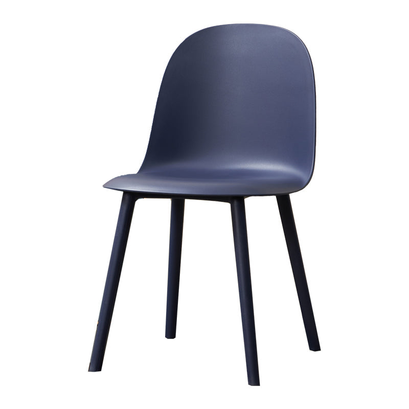 Contemporary Plastic Side Chair Solid Back Kitchen Dining Room Chair Dark Blue Plastic & Acrylic 1 Piece Clearhalo 'Dining Chairs' 'Dining Tables & Seating' 'dining_chair' 'furn' 'furn_dining_chair' 'Furniture' 'furniture_dining_chair' 'Kitchen & Dining Furniture' 5081916