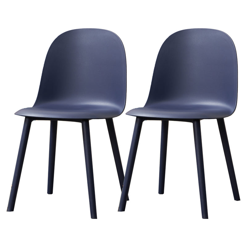 Contemporary Plastic Side Chair Solid Back Kitchen Dining Room Chair Dark Blue Plastic & Acrylic 2 Piece Set Clearhalo 'Dining Chairs' 'Dining Tables & Seating' 'dining_chair' 'furn' 'furn_dining_chair' 'Furniture' 'furniture_dining_chair' 'Kitchen & Dining Furniture' 5081917