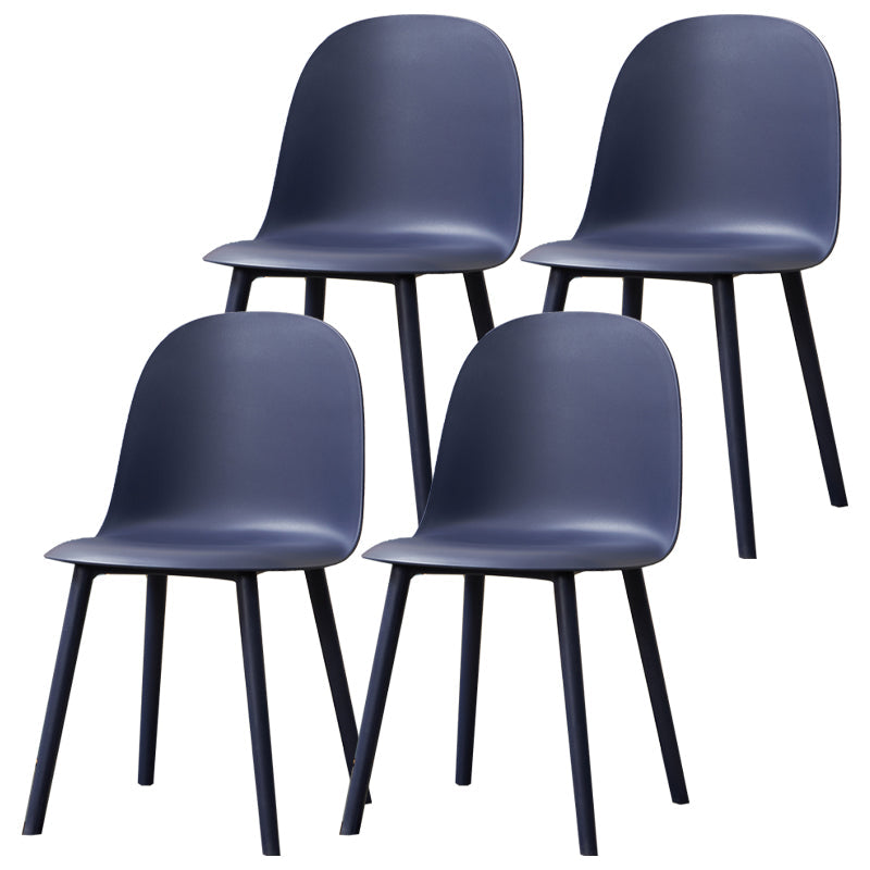 Contemporary Plastic Side Chair Solid Back Kitchen Dining Room Chair Dark Blue Plastic & Acrylic 4 Piece Set Clearhalo 'Dining Chairs' 'Dining Tables & Seating' 'dining_chair' 'furn' 'furn_dining_chair' 'Furniture' 'furniture_dining_chair' 'Kitchen & Dining Furniture' 5081918