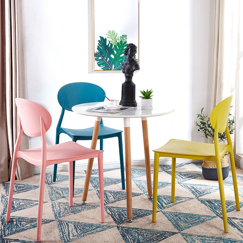 Contemporary Stackable Side Chair Plastic Open Back Dining Chair Clearhalo 'Dining Chairs' 'Dining Tables & Seating' 'dining_chair' 'furn' 'furn_dining_chair' 'Furniture' 'furniture_dining_chair' 'Kitchen & Dining Furniture' 5081921