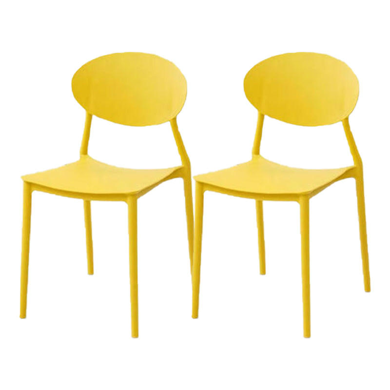 Contemporary Stackable Side Chair Plastic Open Back Dining Chair Yellow 2 Piece Set Clearhalo 'Dining Chairs' 'Dining Tables & Seating' 'dining_chair' 'furn' 'furn_dining_chair' 'Furniture' 'furniture_dining_chair' 'Kitchen & Dining Furniture' 5081922
