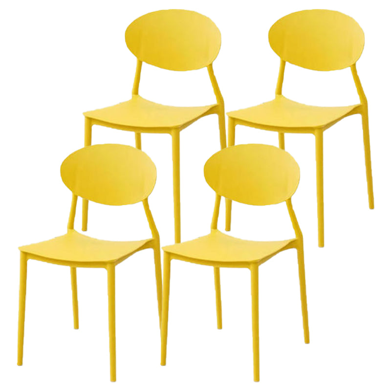 Contemporary Stackable Side Chair Plastic Open Back Dining Chair Yellow 4 Piece Set Clearhalo 'Dining Chairs' 'Dining Tables & Seating' 'dining_chair' 'furn' 'furn_dining_chair' 'Furniture' 'furniture_dining_chair' 'Kitchen & Dining Furniture' 5081924