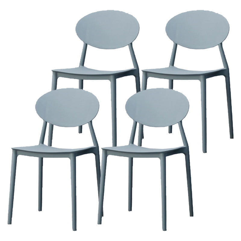 Contemporary Stackable Side Chair Plastic Open Back Dining Chair Grey 4 Piece Set Clearhalo 'Dining Chairs' 'Dining Tables & Seating' 'dining_chair' 'furn' 'furn_dining_chair' 'Furniture' 'furniture_dining_chair' 'Kitchen & Dining Furniture' 5081933