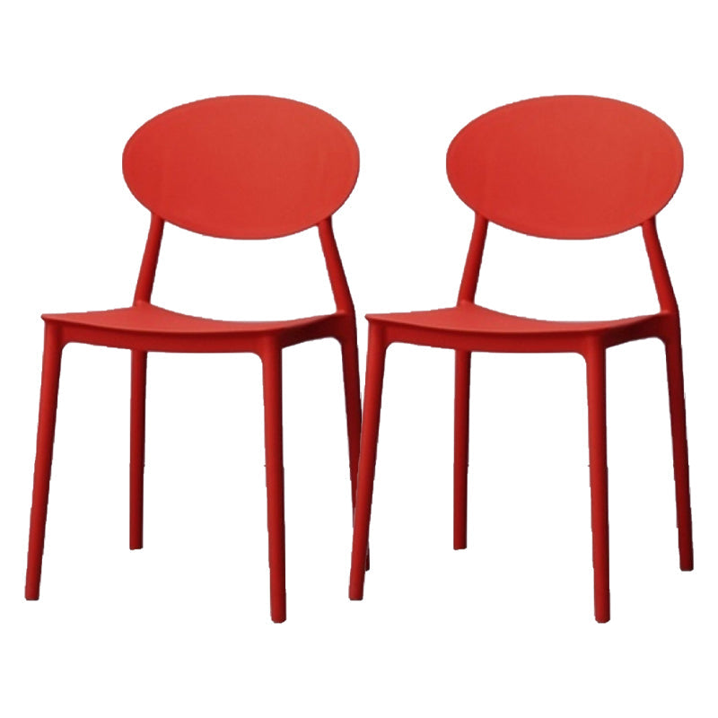 Contemporary Stackable Side Chair Plastic Open Back Dining Chair Red 2 Piece Set Clearhalo 'Dining Chairs' 'Dining Tables & Seating' 'dining_chair' 'furn' 'furn_dining_chair' 'Furniture' 'furniture_dining_chair' 'Kitchen & Dining Furniture' 5081935