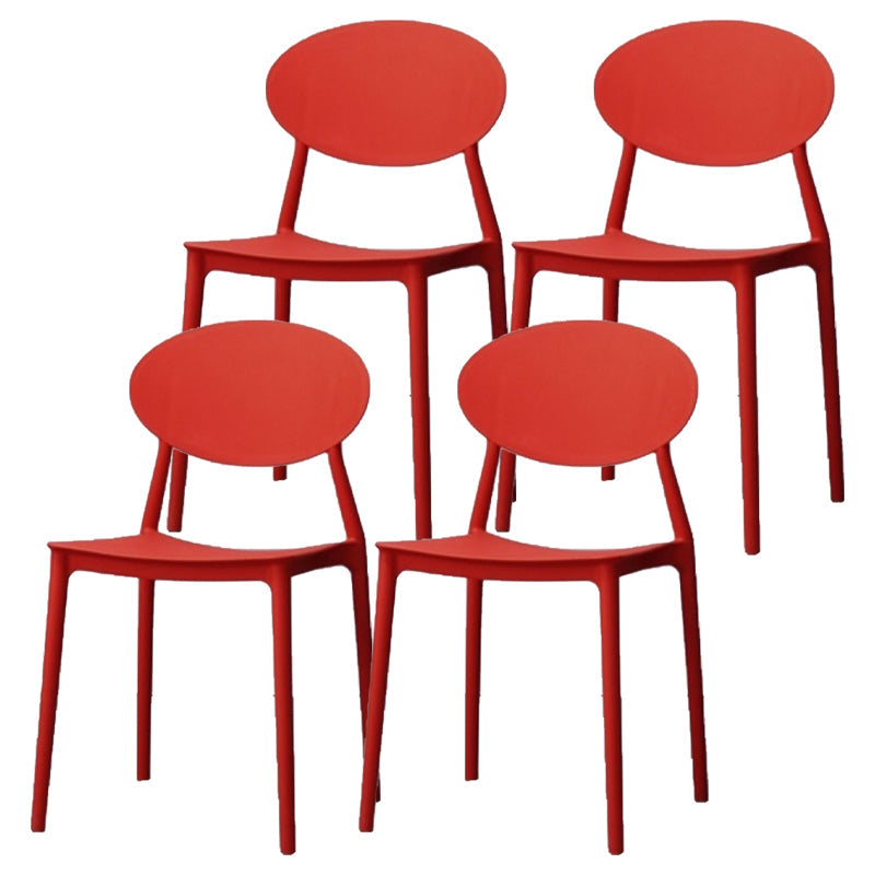 Contemporary Stackable Side Chair Plastic Open Back Dining Chair Red 4 Piece Set Clearhalo 'Dining Chairs' 'Dining Tables & Seating' 'dining_chair' 'furn' 'furn_dining_chair' 'Furniture' 'furniture_dining_chair' 'Kitchen & Dining Furniture' 5081936