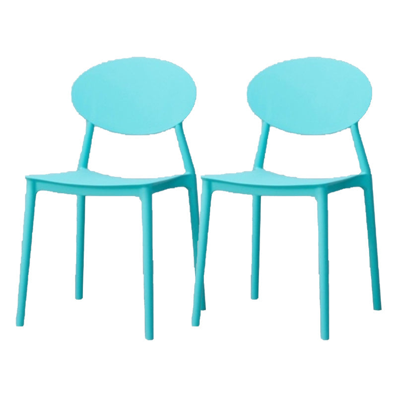 Contemporary Stackable Side Chair Plastic Open Back Dining Chair Blue 2 Piece Set Clearhalo 'Dining Chairs' 'Dining Tables & Seating' 'dining_chair' 'furn' 'furn_dining_chair' 'Furniture' 'furniture_dining_chair' 'Kitchen & Dining Furniture' 5081937