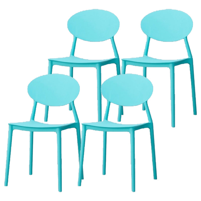 Contemporary Stackable Side Chair Plastic Open Back Dining Chair Blue 4 Piece Set Clearhalo 'Dining Chairs' 'Dining Tables & Seating' 'dining_chair' 'furn' 'furn_dining_chair' 'Furniture' 'furniture_dining_chair' 'Kitchen & Dining Furniture' 5081938